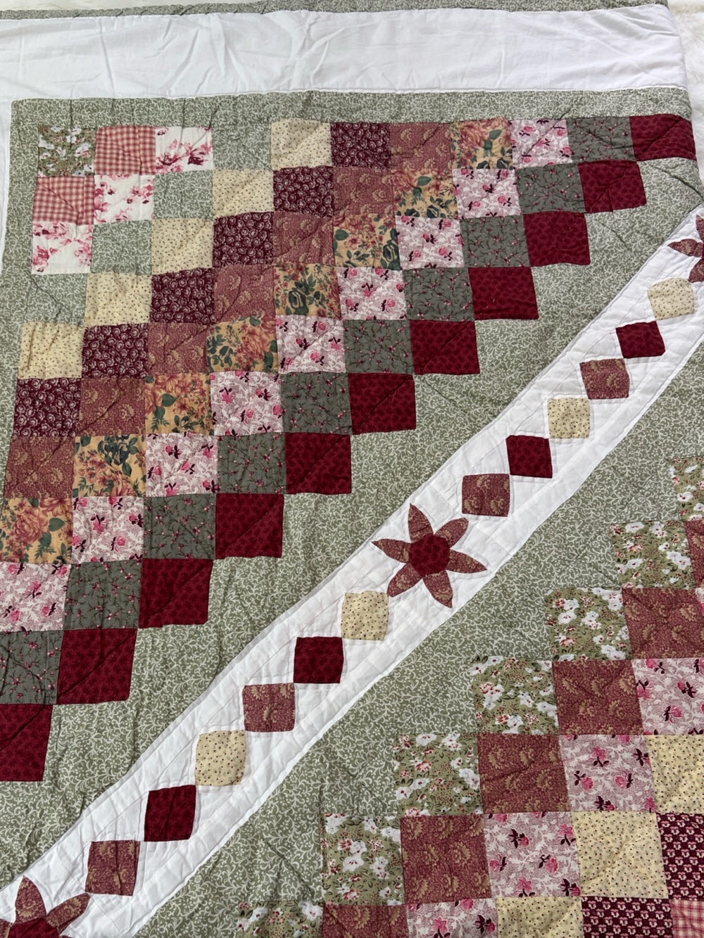 Handmade Patchwork Quilt farmhouse quilt cottage-core 102”x85”